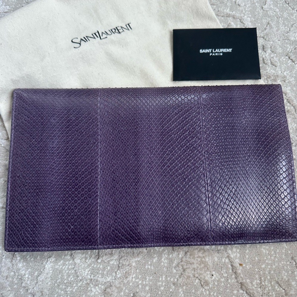 Saint Laurent YSL Purple Snakeskin Uptown Pouch Clutch - Picture 4 of 6